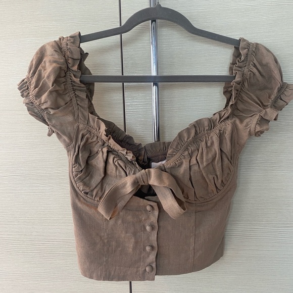 Princess Polly Eloise crop top Beige Size 2 - Picture 3 of 6